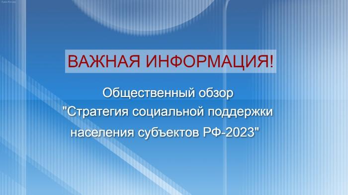Общественный обзор "Стратегия социальной поддержки населения субъектов РФ 2023"